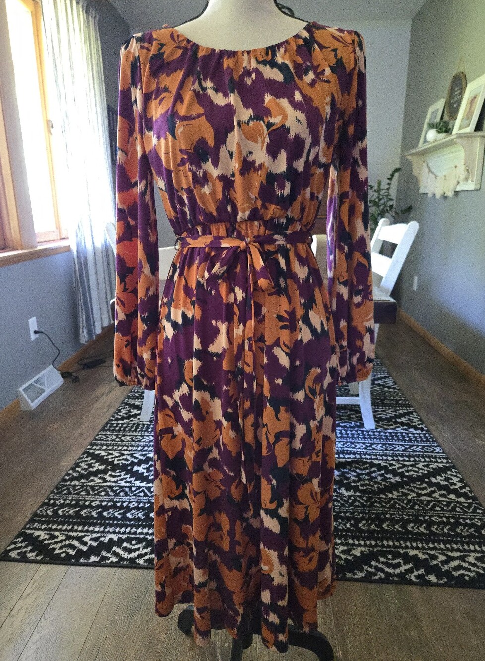 Small Gilli Long Sleeve Floral Midi Dress